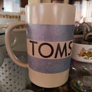 🆕TOMS Shoes Target 5" Tall Coffee Mug Cup Stoneware Blue Stripe Drinking Mug